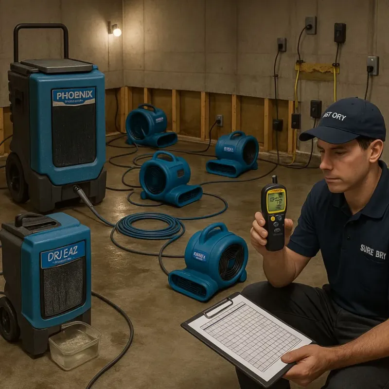 Structural Drying and Dehumidification process in Meadow Lakes, AK